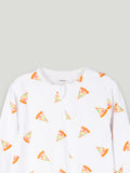 Organic cotton Pizza Print Romper/Bodysuit - Yellow