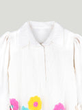 Girls White Embroidered Kurta & Dhoti Set – Colorful Floral Festive Wear