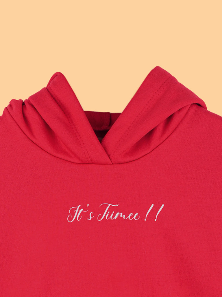 Unisex Cotton Hoodie – Red Full-Sleeve Christmas Printed Pullover Sweatshirt