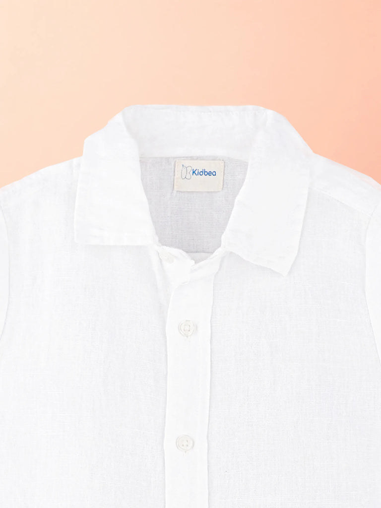 Boys Linen Cotton White Shirt