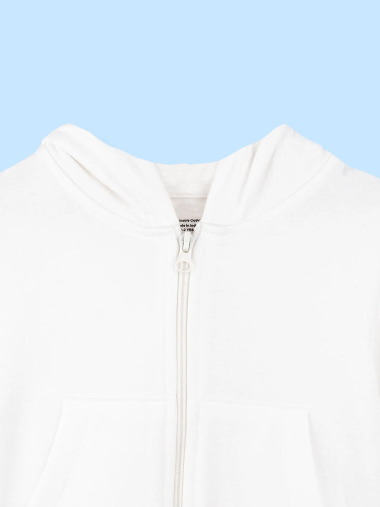BambooTEC™ Unisex Hoodie – White Bunny Spring Graphic Full-Sleeve Zip-Up Hoodie