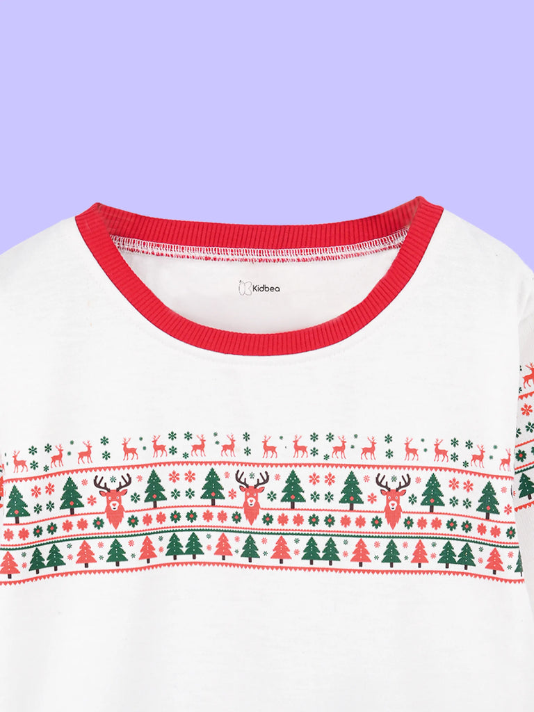 Unisex Cotton Kids Sweatshirt – White Christmas Print Full-Sleeve Sweatshirt