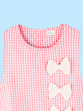Girls Cotton Gingham Frock – Pink Check Dress with Bow Details