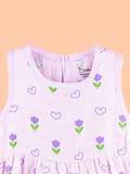 BambooTEC™ Bamboo Muslin Baby Frock – Tulip & Heart Print, Soft & Breathable Dress