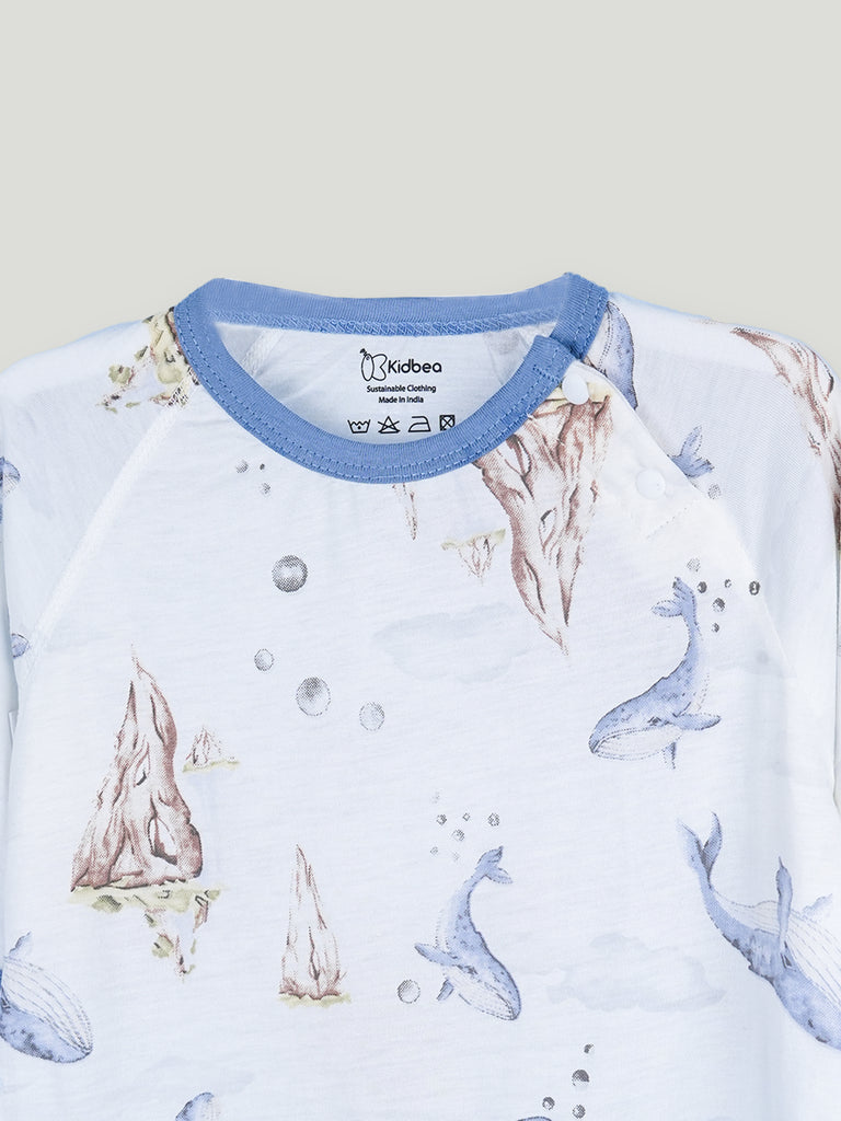 BambooTEC™ Unisex Bamboo Fabric Blue Whale Print T-Shirt & Pyjama Set