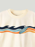 Unisex Bamboo Fabric Cream Surf Print Oversized T-Shirt