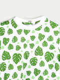 Organic Cotton Unisex Kids Co-ord Set – Soft Breathable Leaf Print T-Shirt & Shorts Set