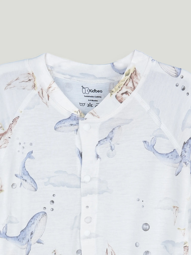 BambooTEC™ Unisex Bamboo Baby Romper – Whale Print