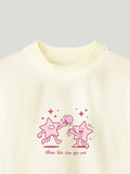 Unisex Bamboo Fabric Cream Shine Like Star Print Oversized T-Shirt