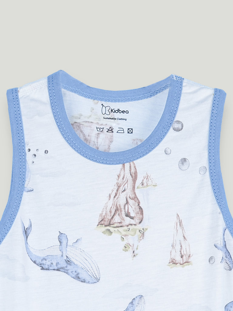 BambooTEC™ Unisex Bamboo Fabric Whale Print Vest & Shorts Set