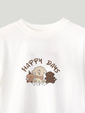 Unisex Bamboo Fabric White Happy Days Print Oversized T-Shirt