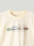 Unisex Bamboo Fabric Cream Happy Adventure Print Oversized T-Shirt