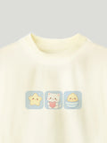 Unisex Bamboo Fabric Yellow Cute Friends Print Oversized T-Shirt