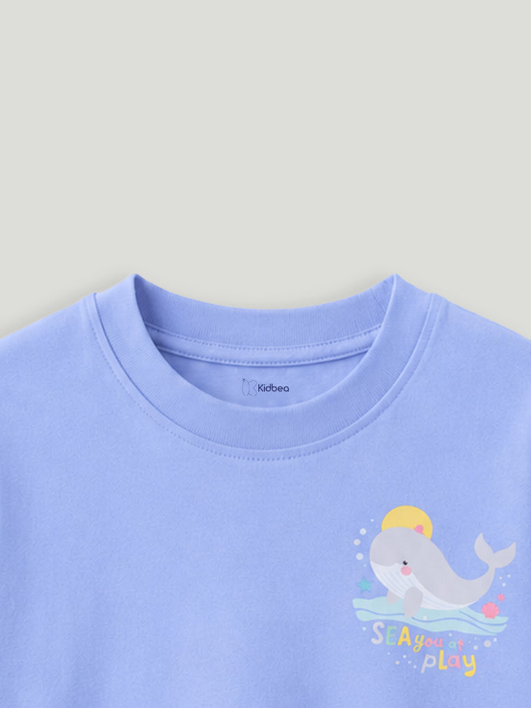 Bamboo Fabric Unisex Kids T-Shirt – Sea Play Whale Print Soft Breathable Tee