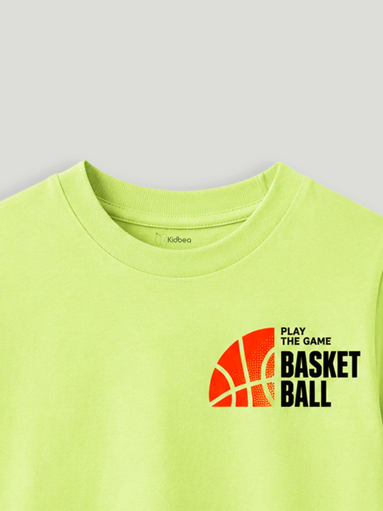 Bamboo Fabric Unisex Kids T-Shirt – Basketball Print Soft Breathable Tee