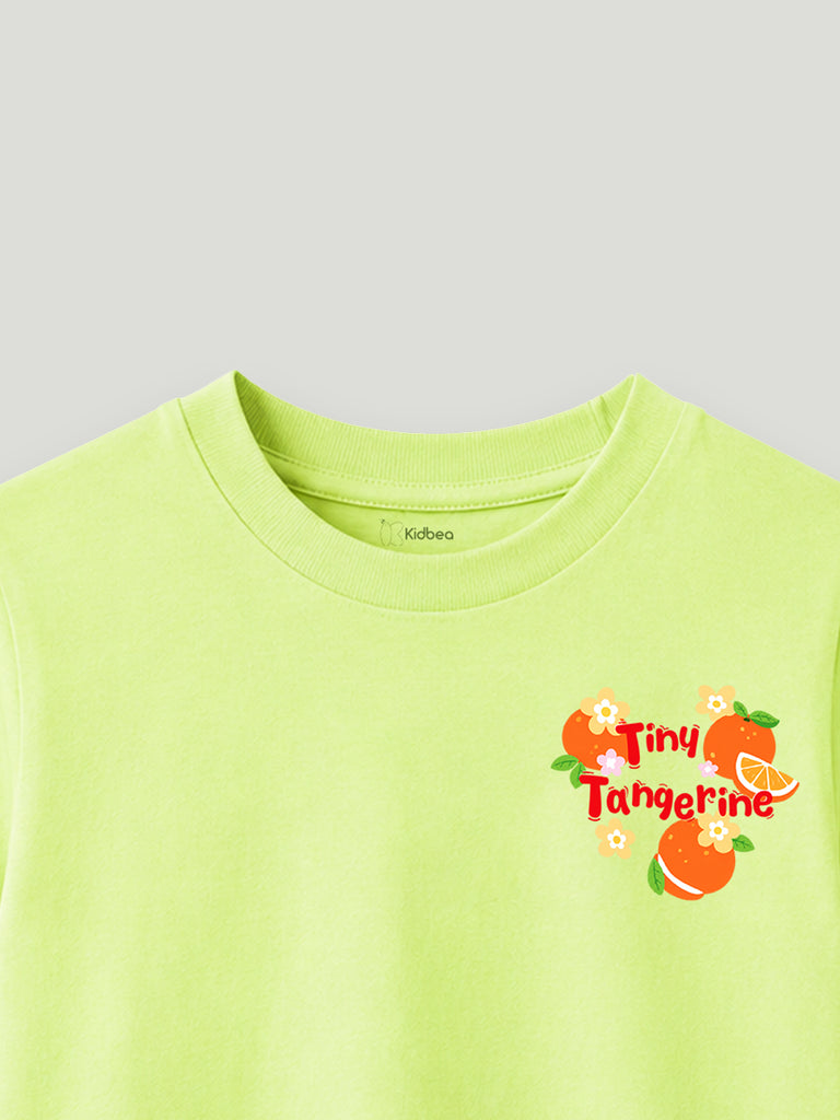Bamboo Fabric Girls T-Shirt – Tiny Tangerine Print Soft Breathable Tee