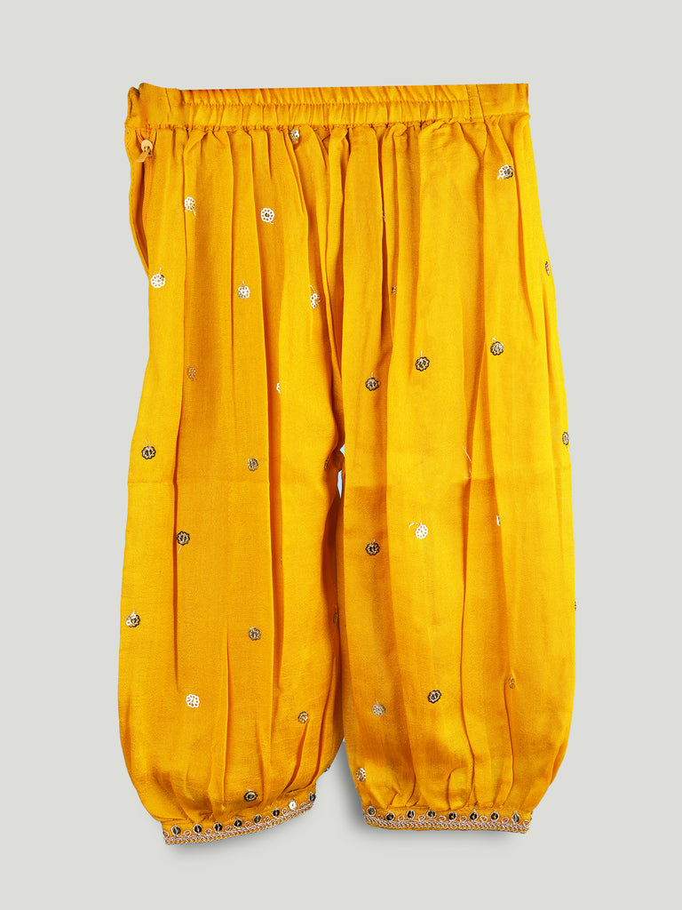 Girls Ethnic Yellow Kurta & Salwar Set – Embroidered Multicolor Jacket Style Festive Wear