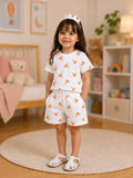 Organic Cotton Unisex Kids Co-ord Set – Soft Breathable Pizza Print T-Shirt & Shorts Set