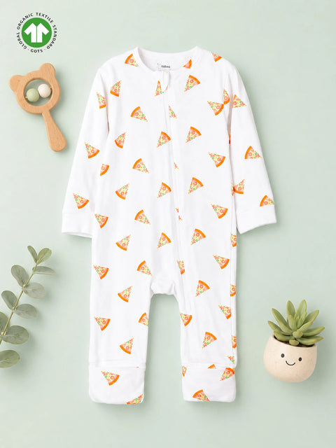 Organic cotton Pizza Print Romper/Bodysuit - Yellow