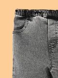 Unisex Denim Jeans – Grey Wide-Leg Casual Jeans with Elasticated Waist