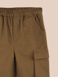 Unisex Cotton Kids Cargo Jogger Pants – Light Brown Comfortable Bottomwear