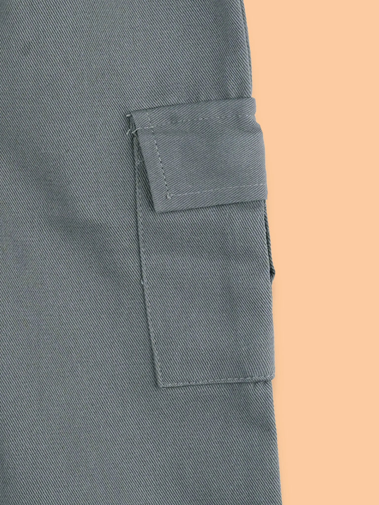 Unisex Grey Cotton Kids Cargo Pants – Comfortable Everyday Bottomwear