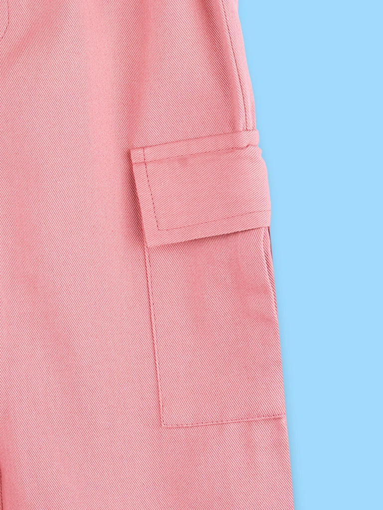 Girls Pink Cotton Cargo Pants – Comfortable & Stylish Everyday Bottomwear