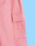 Girls Pink Cotton Cargo Pants – Comfortable & Stylish Everyday Bottomwear