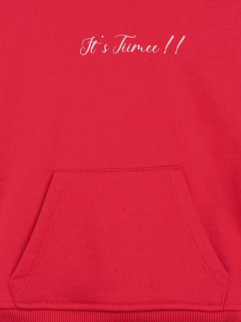 Unisex Cotton Hoodie – Red Full-Sleeve Christmas Printed Pullover Sweatshirt