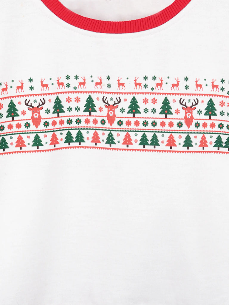 Unisex Cotton Kids Sweatshirt – White Christmas Print Full-Sleeve Sweatshirt