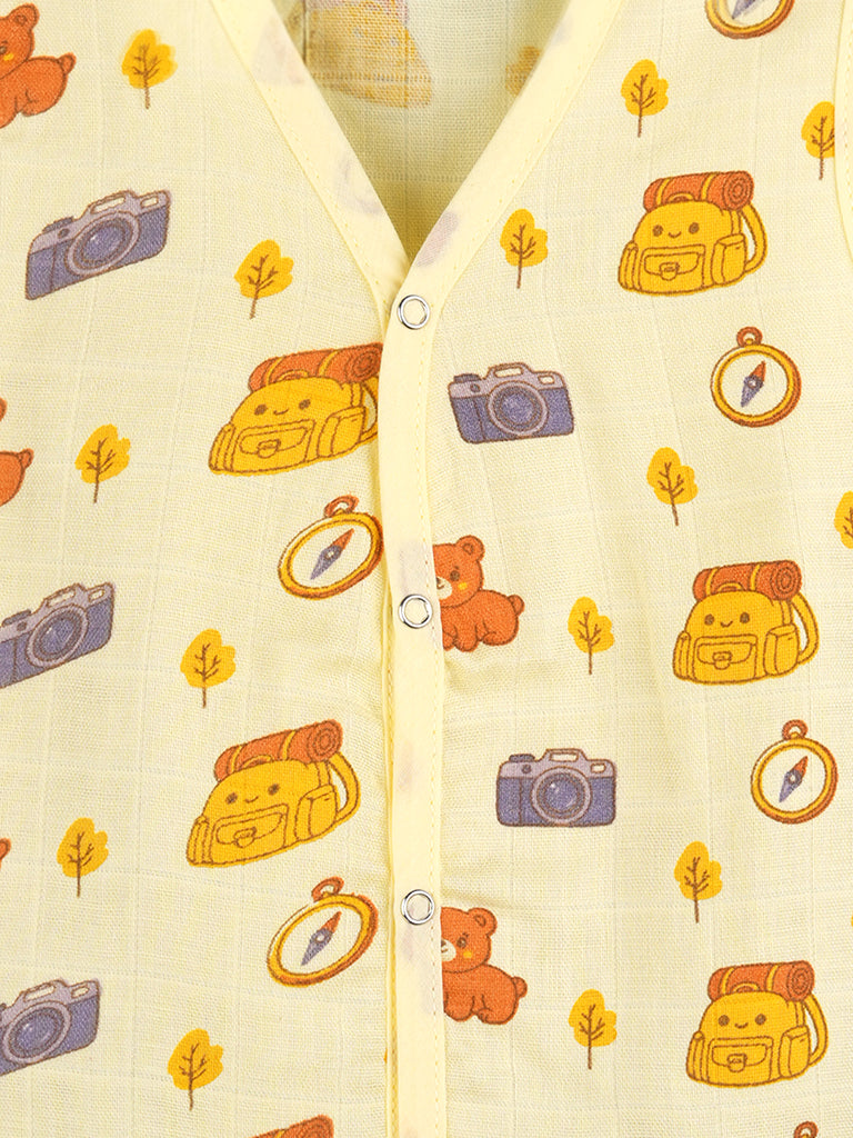 BambooTEC™ Bamboo Muslin Baby Jhabla – Travel Adventure Print