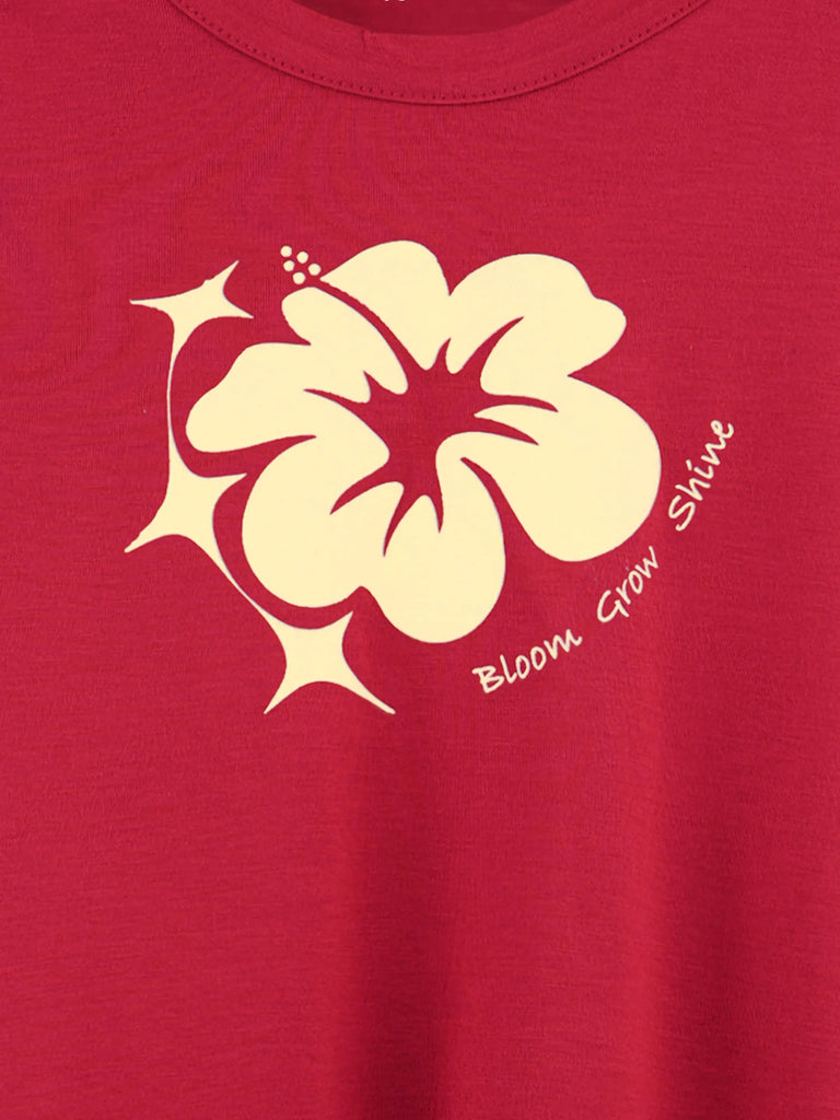 BambooTEC™ Bamboo Girls Red Top – Bloom & Grow Shine Floral Print