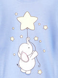 Girls Blue Full-Sleeve Top – Star & Elephant Print