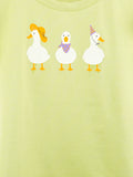 Girls Light Green Top – Cute Duck Print with Ruffle Sleeves