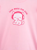 Girls Pink Full-Sleeve Top – Love Music Fur Real Print