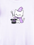 BambooTEC™ Bamboo Girls Lavender Top – Magic Cat Print with Ruffle Sleeves