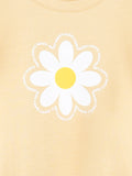 Girls Yellow Top – Daisy Flower Print with Ruffle Sleeves