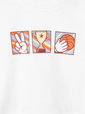 BambooTEC™ Unisex Kids Sweatshirt – White Sports Graphic Full-Sleeve Crewneck