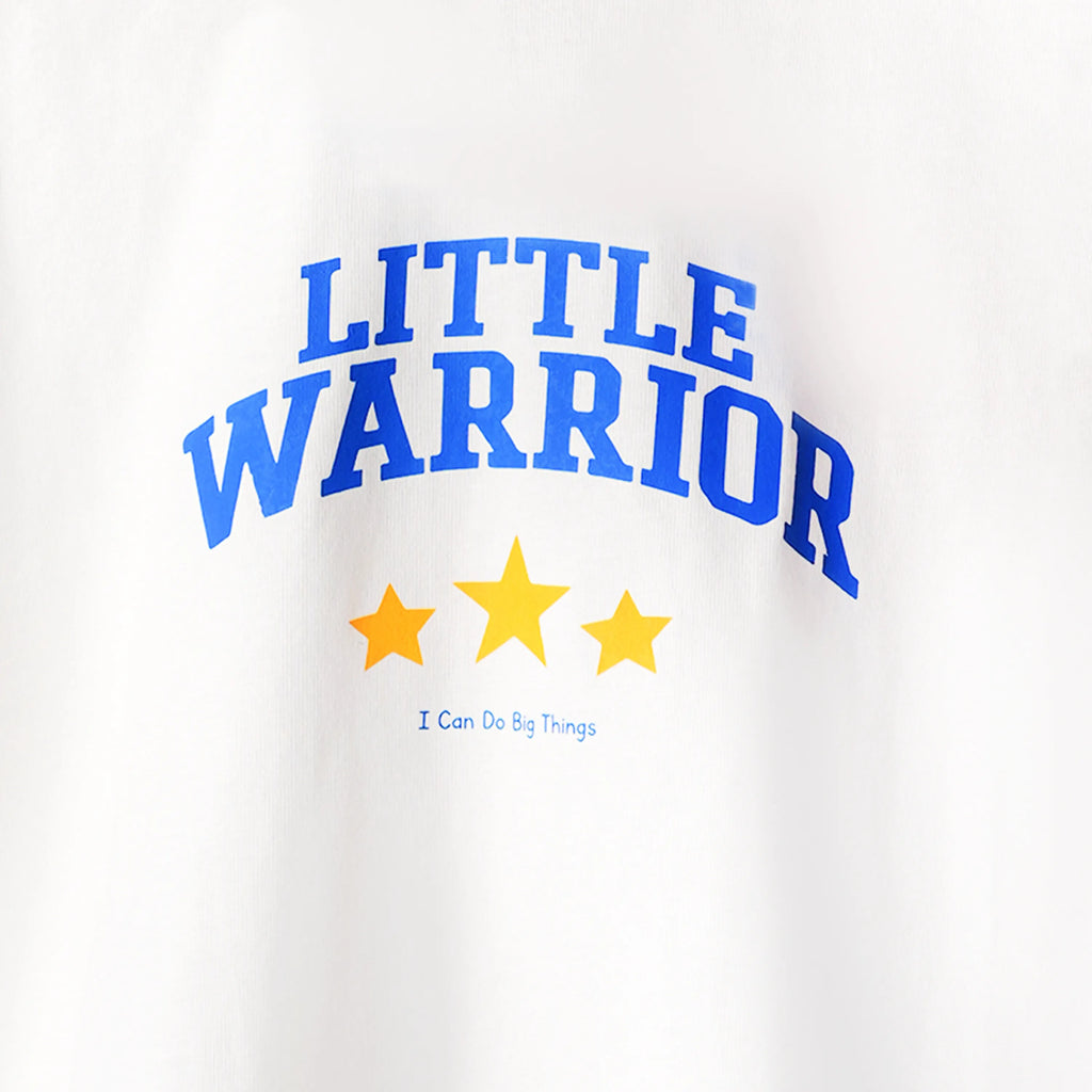 Unisex Bamboo Fabric White Little Warrior Oversized T-Shirt