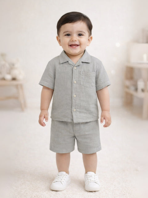 Light  Organic cotton  Shirt & Pant Grey Co-ord Set