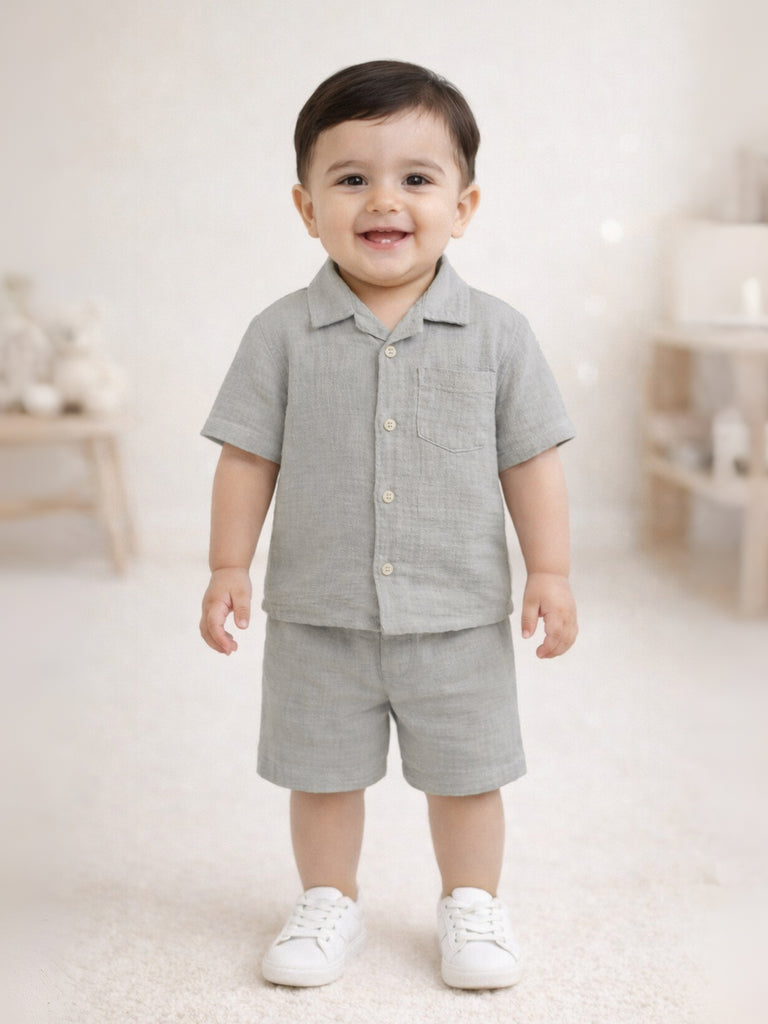 Light  Organic cotton  Shirt & Pant Grey Co-ord Set