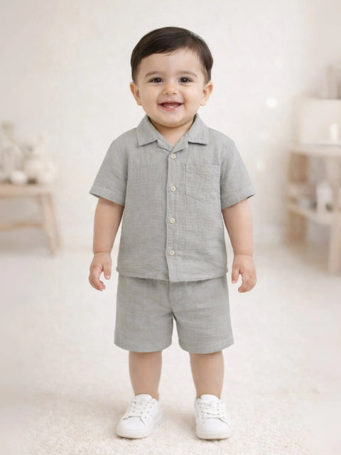 Light  Organic cotton  Shirt & Pant Grey Co-ord Set