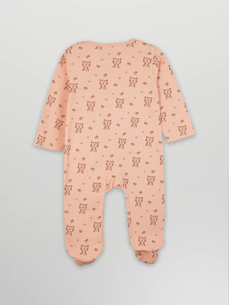 Organic Cotton Baby Romper – Soft Breathable Tiger Print Full Sleeve Zip Sleepsuit