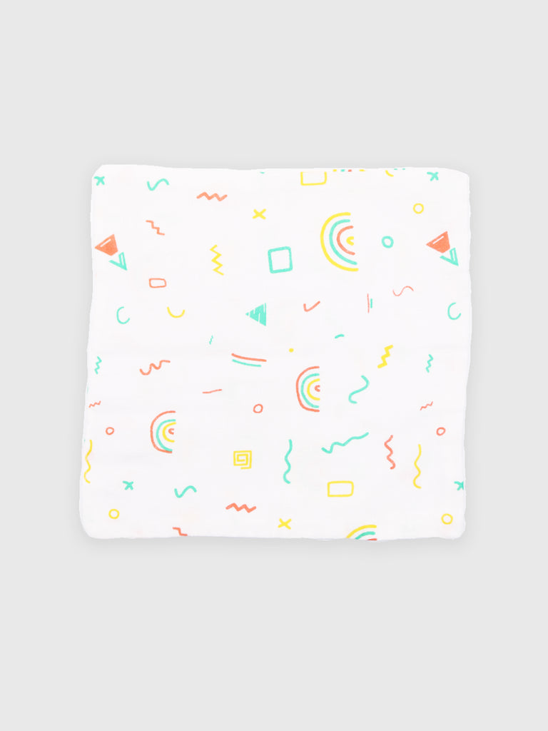 Muslin Premium ultra Soft doubled layer Napkin Multicolor - Pack of 2 | Tiger & Rainbow