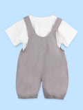Kids Cotton Dungaree Set with T-Shirt – Grey Suspender Dungaree & White Tee