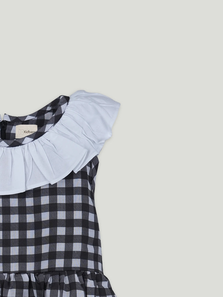 Girls Checked Frock with Collar Detail | 100% Organic cotton