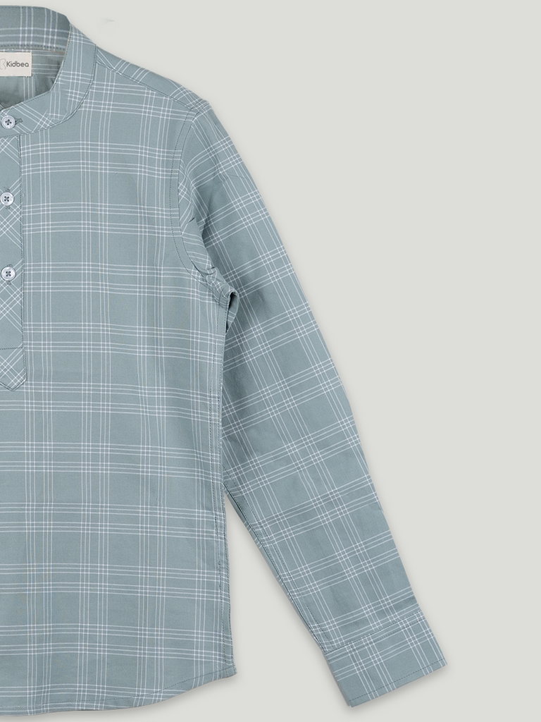 Boys Checked Kurta Shirt | 100% Organic Cotton