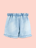 Girls Cotton Co-Ord Set – Peach Bunny T-Shirt with Denim Shorts