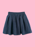 Girls Cotton Co-Ord Set – Blue Striped Shirt with Navy Flared Skirt