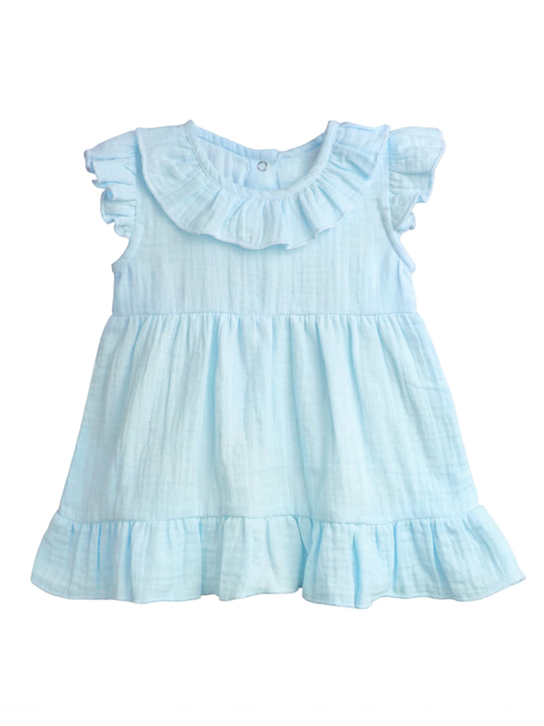 Light Organic Cotton Sky Blue Girls Frock | Blue